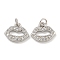 Rack Plating Brass Micro Pave Clear Cubic Zirconia Charms, Lead Free & Cadmium Free,  Long-Lasting Plated, Lip, Platinum, 9x11x2mm, Hole: 3mm