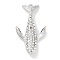 Alloy Rhinestone Pendants, Whale, Platinum, 48.5x27x7mm, Hole: 2mm