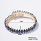 Elegant Brass Pave Blue Cubic Zirconia Rhombus Open Cuff Bracelet for Women, Golden, Inner Diameter: 2 inch(5.1cm)