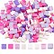 320Pcs 8 Colors 2-Hole Opaque Glass Seed Beads, Lustered, Rectangle, Mixed Color, 5x4.5~5.5x2~2.5mm, Hole: 0.5~0.8mm, 40Pcs/color
