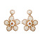 Glass Seed Beads & Plastic Flower Dangle Stud Earrings, Floral White, 56x45mm
