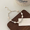 Brass Round Beaded with Natural Freshwater Pearl Beaded Bracelets, Silver, 5-7/8 inch(15cm)