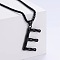 Stylish Stainless Steel Initial Pendant Necklaces, Black, Letter E