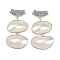 Natural Shell Big Pendants, Oval Charms with Brass Edge, Seashell Color, Platinum, 72.5x39x10mm, Hole: 6x4.5mm