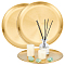 201 Stainless Steel Serving Trays, Flat Round, Golden, 298x4mm