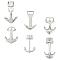 6Pcs 6 Styles 304 Stainless Steel Anchor Hook Clasps, For Leather Cord Bracelets Making, Stainless Steel Color, 31~40x20~25.5x2.5~7mm, Hole: 4~7x4~10mm, 1pc/style