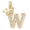 Rack Plating Brass Micro Pave Cubic Zirconia Pendants, Long-Lasting Plated, Lead Free & Cadmium Free, Real 18K Gold Plated, Letter W, 22~24x12~22x2mm, Hole: 3x4mm