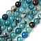 Dyed Natural Agate Faceted Round Beads Strands, Cyan, 8mm, Hole: 1mm, about 43~45pcs/strand, 14~14.5 inch
