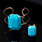 Rectangle Alloy & Acrylic Cuff Bangle & Cuff Rings Sets, Golden, Deep Sky Blue, Inner Diameter: 60mm