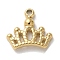 304 Stainless Steel Charms, Ion Plating(IP), Crown Charm, Real 14K Gold Plated, 8x8.5x1.5mm, Hole: 1mm