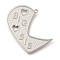 Anti-Tarnish 304 Stainless Steel Pendants, Incomplete Heart with Word Big Sis Charm, Stainless Steel Color, 32.5x34.5x1.5mm, Hole: 1.5mm