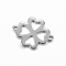 Non-Tarnish 201 Stainless Steel Links Connectors, Clover, Stainless Steel Color, 15.5x12x1mm, Hole: 1mm