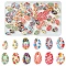 60Pcs 12 Styles Printed Natural Shell Beads, Shell Shape, No Hole/Undrilled, Mixed Color, 16~24x11~15x7~8mm, Hole: 1~2mm, 5pcs/style