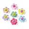 Translucent Resin Cabochons, Flower with Smiling Face, Mixed Color, 9x9x3.3mm