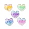 Three Color Transparent Resin Decoden Cabochons, Heart with Paillettes, Mixed Color, 16x17x4mm
