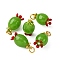 Handmade Lampwork Pendants, with Brass Findings, Fruit, with Jump Ring, Golden, Green, 21.5~22.5x12mm, Hole: 4mm