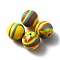 Silicone Beads, Round with Stripe Pattern, Yellow, 15x15mm, Hole: 2mm