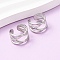 304 Stainless Steel C-Shaped Cuff Earrings, Stainless Steel Color, 14.5x14.5x10mm