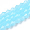 Imitation Jade Glass Beads Strands, Faceted, Bicone, Light Sky Blue, 6x5.5mm, Hole: 1.2mm, about 45~47pcs/strand, 9.65~9.84 inch(24.5~25cm)