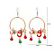 Christmas Alloy Dangle Earrings, with Enamel & Acrylic & Resin, Golden, Christmas Bell, 76x35mm
