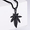 Retro Creative 304 Stainless Steel Maple Leaf with Flower Pendant Punk Hip-hop Necklaces, Black