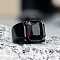 Alloy with Glass Finger Rings for Men, Black, Rectangle, Dark Red, US Size 7(17.3mm)
