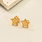 Brass Stud Earrings, Real 18K Gold Plated, Star, 11mm