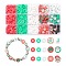 9 Style Christmas Handmade Polymer Clay Beads, Flat Round with Mixed Shapes, Mixed Color, 6~11x6~11.5x1~5mm, Hole: 1.4~2mm