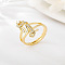 Brass Micro Pave Cubic Zirconia Finger Rings, for Women, Letter Y, US Size 3(14mm)