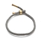 Cotton Cord Bracelets, with Brass Finding, Long-Lasting Plated, Real 24K Gold Plated, Light Grey, 8-1/2 inch(21.5cm)~9 inch(23cm)
