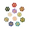 Baking Paint and Golden Metal Enlaced Glass Beads, Flower, Mixed Color, 13x14x4.5mm, Hole: 1.2mm