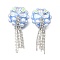 Handmade Polymer Clay Rhinestone Beads, Flower, with Resin and ABS Imitation Pearl and Iron Beads, Light Blue, 50~55x26~26.5x14.5~15mm, Hole: 1.6~1.8mm