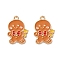 Alloy Enamel Pendants, Christmas Theme, Light Gold, Gingerbread Man, 22x15x1.2mm, Hole: 1.6mm