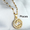 Twelve Constellation Alloy Crystal Rhinestone Pendant Necklaces for Women, Golden, Pisces, 17.72 inch(45cm)
