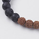 Braccialetti elasticizzati in pietra lavica naturale e perle rudraksha BJEW-I241-01-2