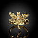 Trendy Gold Plated Dragonfly Brass Cubic Zirconia Finger Rings RJEW-BB01644-6G-2