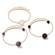 Bracelet manchette en perles rondes avec pierres précieuses naturelles mélangées BJEW-JB09417-1
