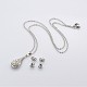 Mixed Styles 304 Stainless Steel Jewelry Sets Pendant Chain Necklaces and Ear Studs SJEW-O018-M-2
