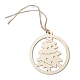 落書きポプラの木をくり抜くDIY  クリスマステーマのペンダントデコレーション  クリスマスツリー模様  8x7.3x0.2cm  穴：3mm  ロープ：27.5x0.1センチメートル  10個/袋 WOOD-F010-09A-4