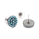 Bohemian Synthetic Turquoise Flat Round Stud Earrings EJEW-H085-06B-2