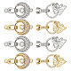 DICOSMETIC 8Pcs 4 Styles Flat Round Fold Over Clasps Extenders Clasp with Butterfly Micro Pave Clear Cubic Zirconia Clasp Brass Dangle Charm Connector Clasp for Necklace Jewelry Making KK-DC0001-64-1