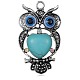 Owl Tibetan Style Alloy Synthetic Turquoise Big Pendants PALLOY-F080-01AS-1