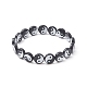 2 pièces ensemble de bracelets extensibles yin yang acrylique 2 couleurs BJEW-JB09405-2