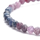 Bracelet extensible en perles rondes en corindon rouge naturel / rubis et saphir BJEW-JB07900-01-4