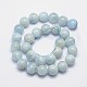 Aguamarina natural de hebras de perlas reronda G-I155-03-14mm-2