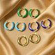 4 пара двухцветных серег-колец Huggie Hoop из сплава и эмали для женщин EJEW-HY0001-23A-4