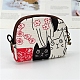 猫プリントキャンバス布ジッパーウォレット女性用財布  フローラルホワイト  9x11x2.5cm PW-WG27797-08-1