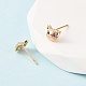 Серьги-гвоздики из латуни с микропаве из кубических цирконий в форме кошки EJEW-L278-11G-3