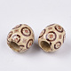 Perles de gros trous en bois naturel imprimé WOOD-R251-01F-LF-2