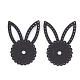 Puレザーバニー生地ビーズ  ウサギの頭部  ブラック  48x34x1.5mm  穴：1.5mm FIND-T020-058-2
